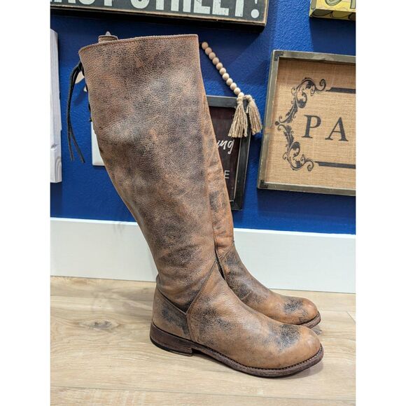 Bed Stu Manchester Tall Riding Boots Women's 9 Black Hand Washed Knee High - Picture 11 of 16